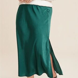 Maurices green satin skirt